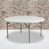 Flash Furniture DAD-154Z-GG 60'' Round Bi-Fold Granite White Plastic Folding Table